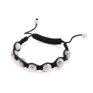 White Crystal, Brass Ball Shamballa Style Bracelet